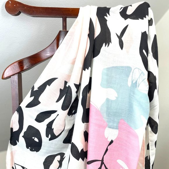 Leafy Jungle print summer scarves Pool Party Cover Up | Hawaiian Tropical Shawls - Picture 2 of 5